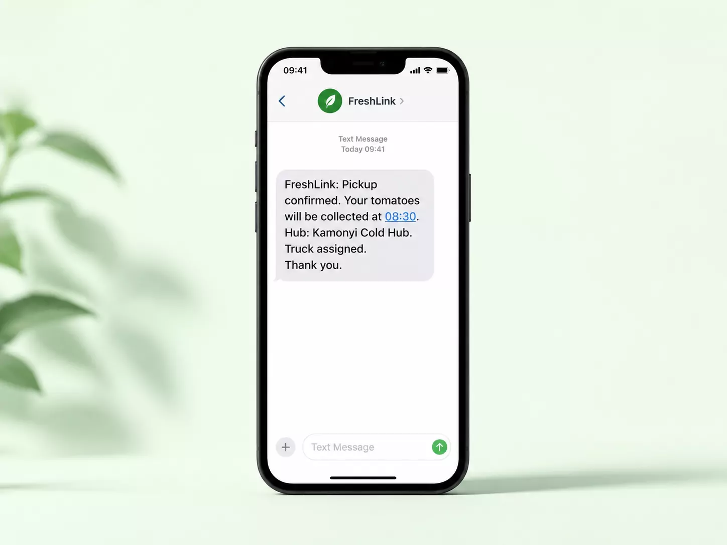 SMS pickup confirmation on a phone